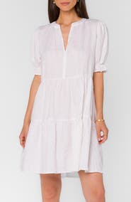 VELVET HEART Tiered Linen Blend Dress