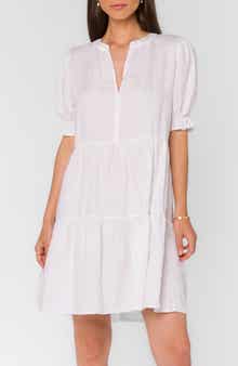 VELVET HEART Tiered Linen Blend Dress