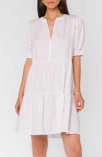 VELVET HEART Tiered Linen Blend Dress