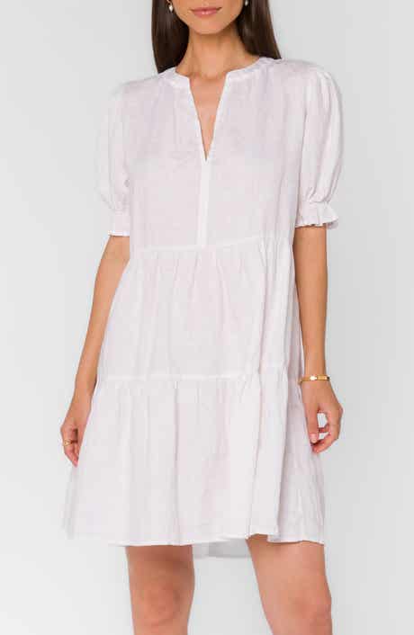 VELVET HEART Tiered Linen Blend Dress