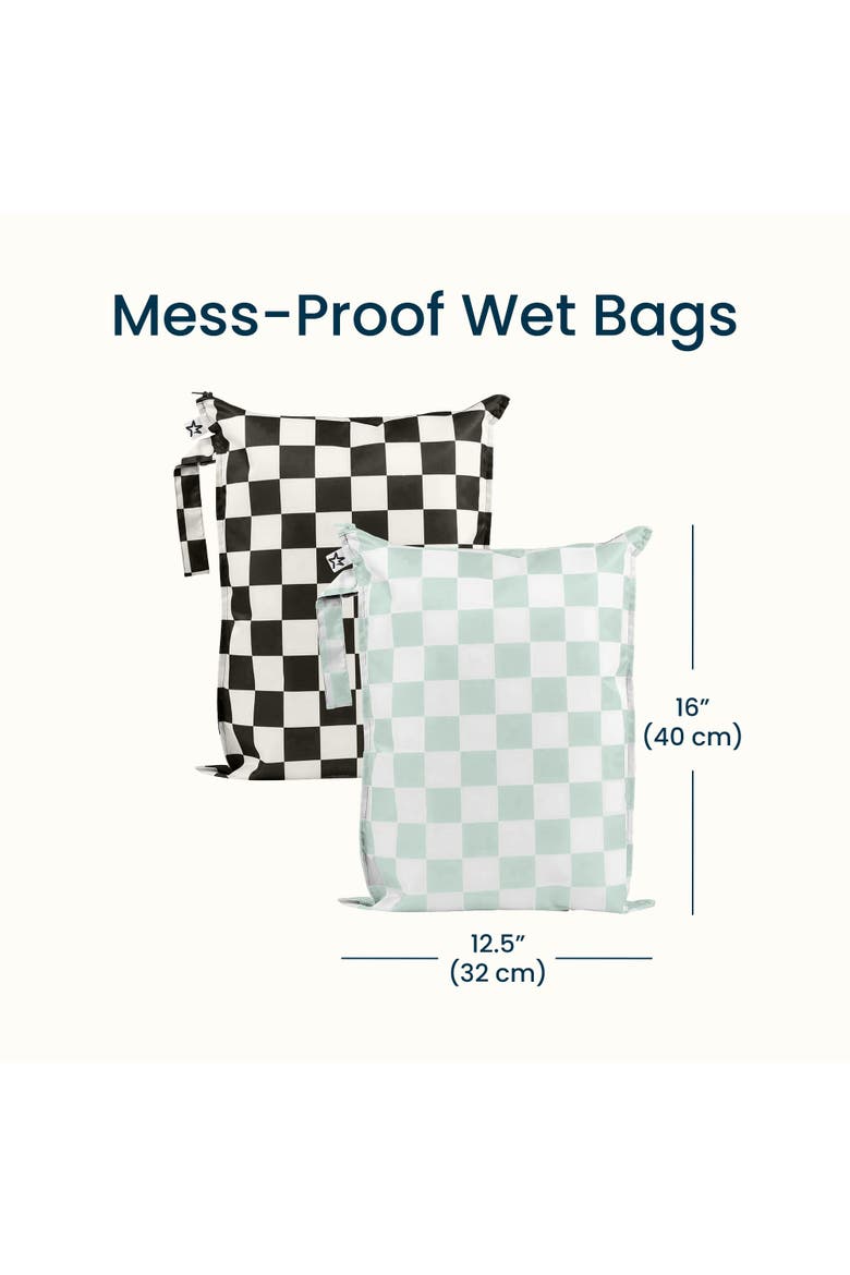 Mess-Proof Waterproof Washable Baby/Toddler Wet Bags - Solids, Alternate, color, Black, Green Checkers
