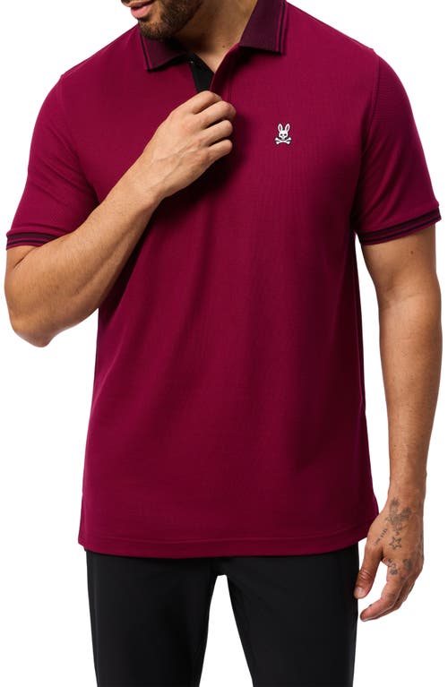 Psycho Bunny Bradford Tipped Piqué Knit Polo in Crimson 