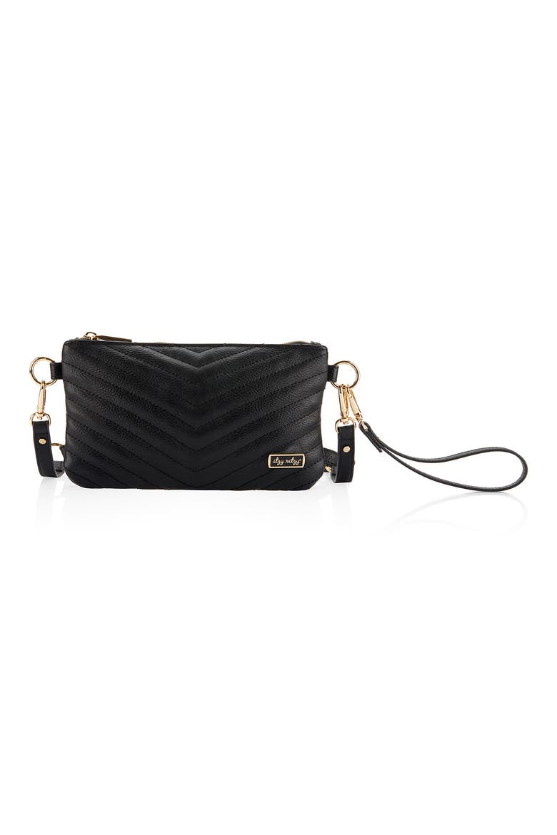 Boss Convertible Faux Leather Clutch, Alternate, color, BLACK