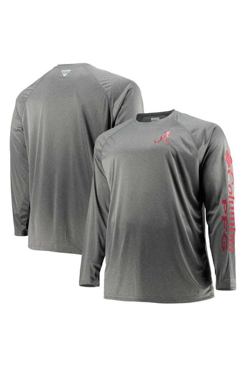 Men's Columbia Charcoal Alabama Crimson Tide Big & Tall Terminal Tackle Omni-Shade Long Sleeve Raglan T-Shirt, Main, color, Charcoal