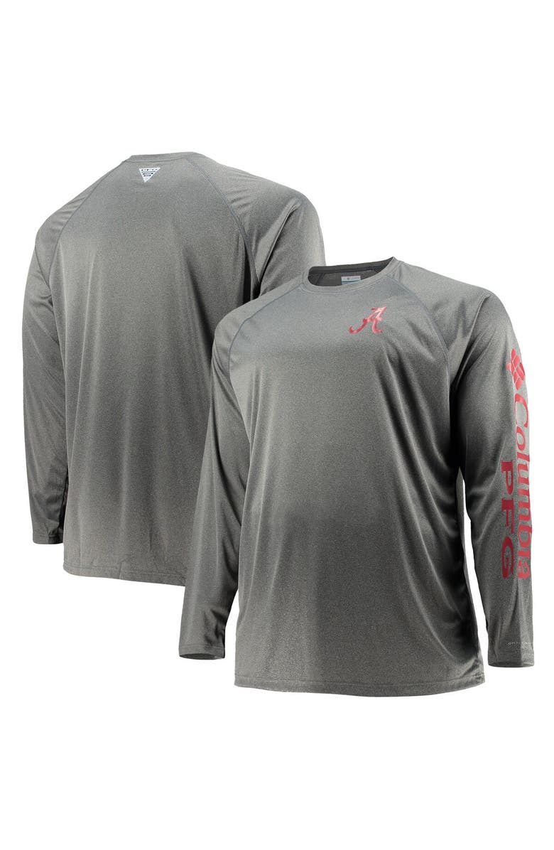 Columbia Men's Columbia Charcoal Alabama Crimson Tide Big & Tall Terminal Tackle Omni-Shade Long Sleeve Raglan T-Shirt, Main, color, 