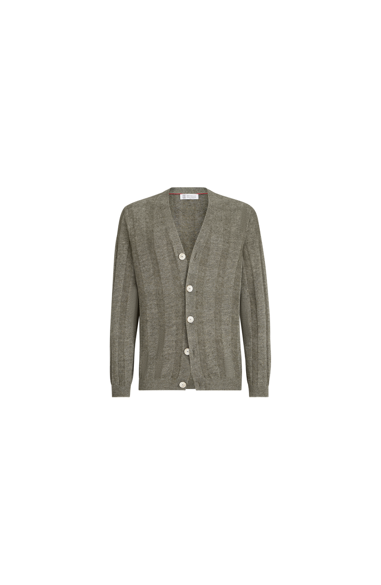 Brunello Cucinelli Linen and cotton cardigan, Alternate, color, Olive