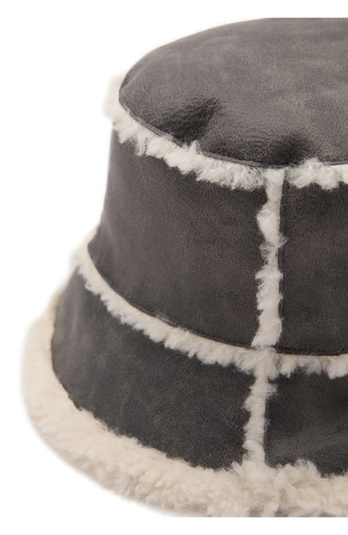 Mango Faux Shearling Bucket Hat In Grey
