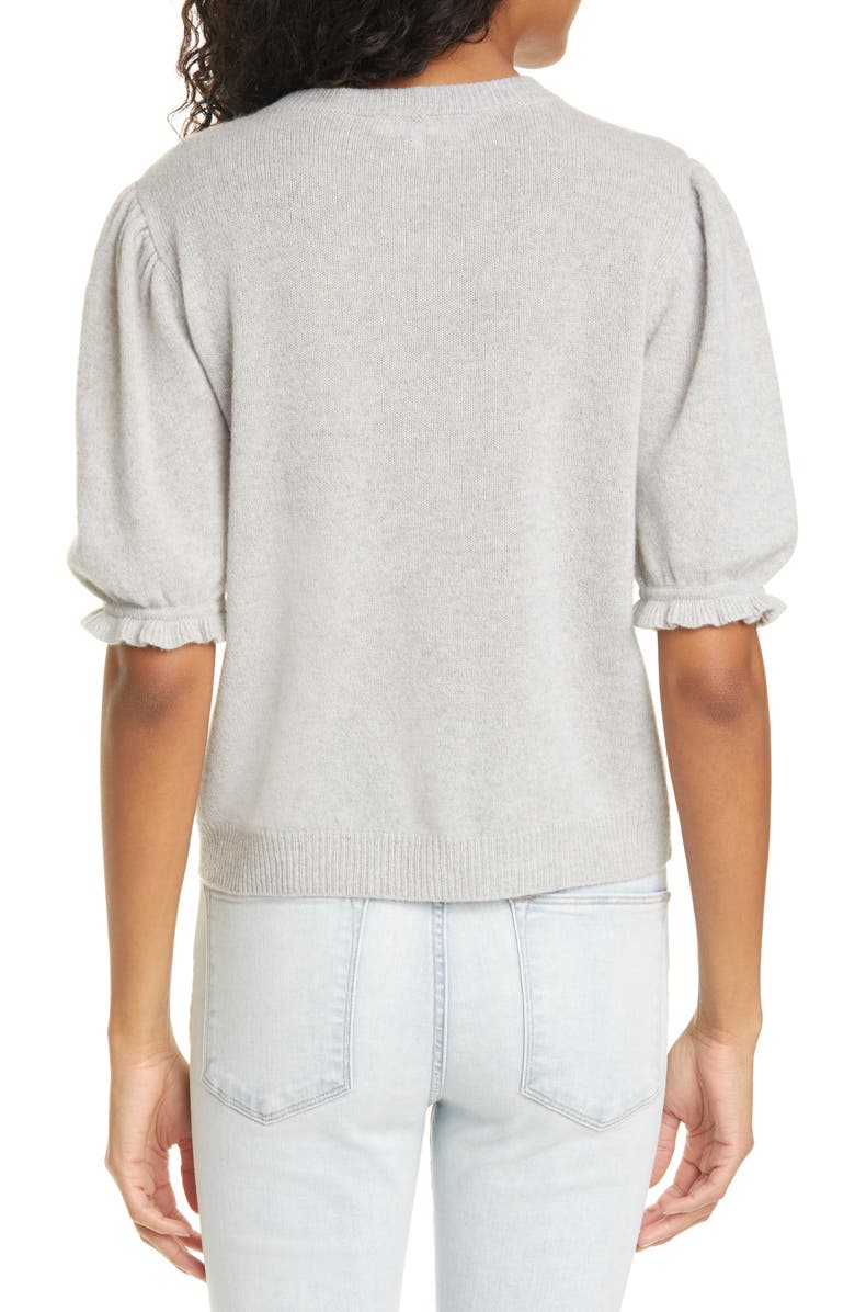 FRAME Ruffle Puff Sleeve Recycled Cashmere Sweater, Alternate, color, 