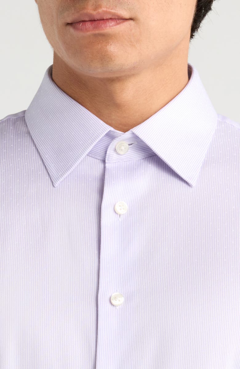 Nordstrom Trim Fit Pinstripe Non-Iron Cotton Dress Shirt, Alternate, color, Purple Nep Stripe