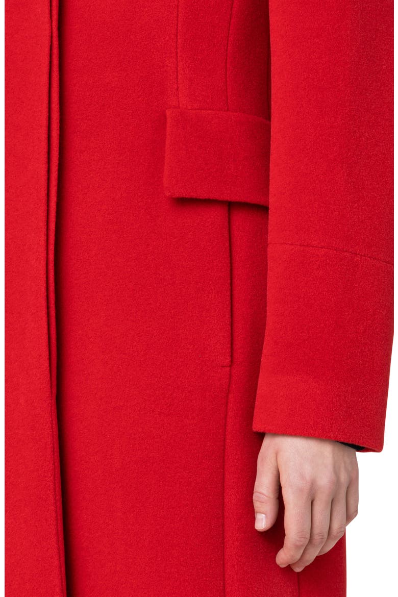 Stand Collar Wool Blend Coat, Alternate, color, RED