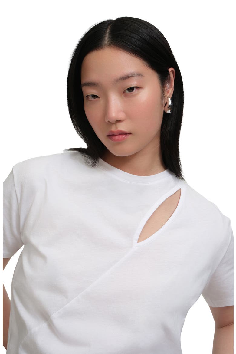 Leonie Cutout Organic Cotton T-Shirt, Alternate, color, WHITE