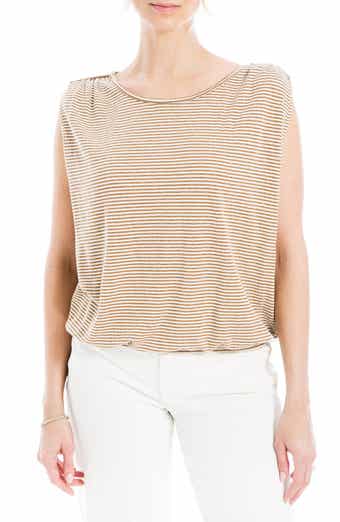 MAX STUDIO Stripe Cinched Shoulder Tank Top