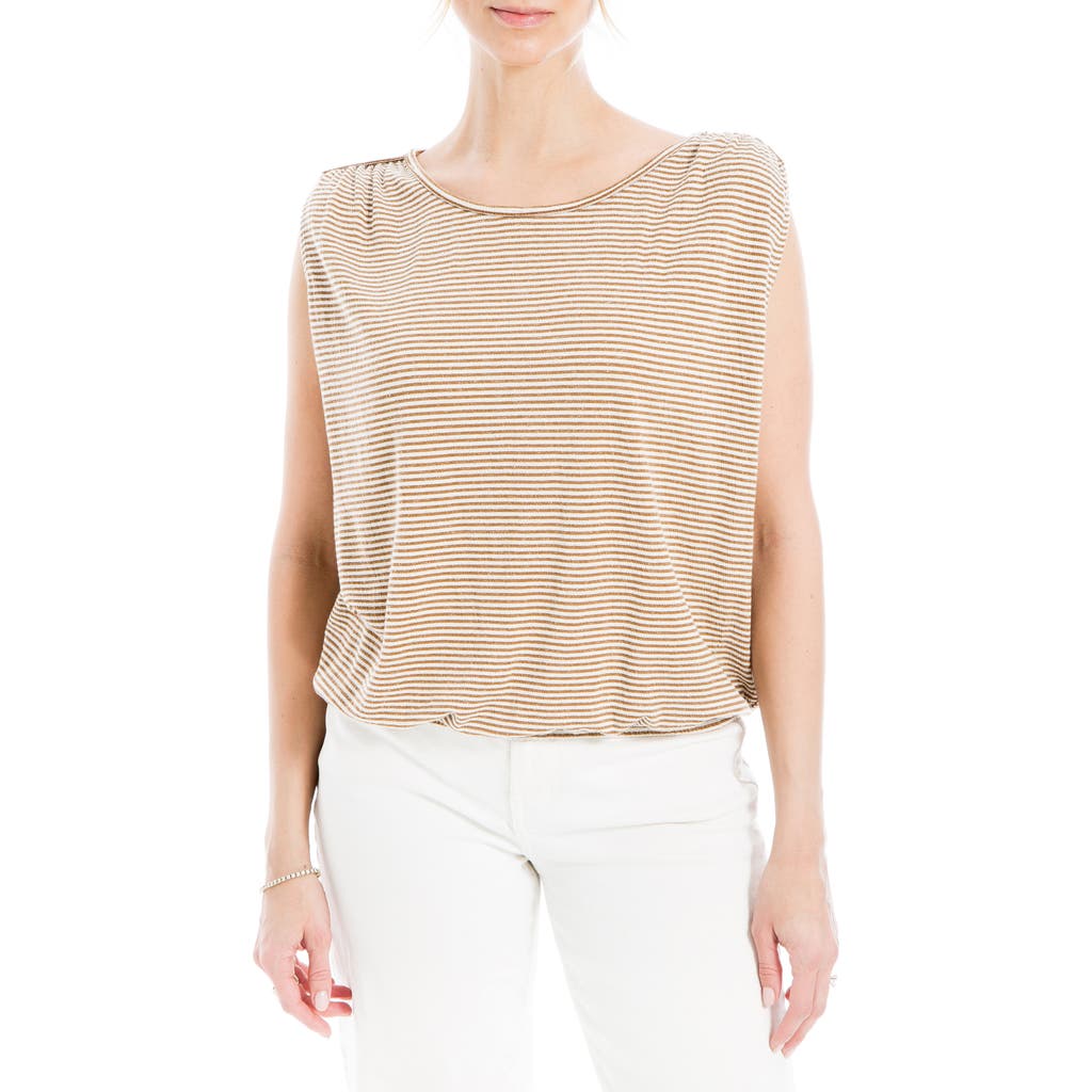 Max Studio Stripe Cinched Shoulder Tank Top In Gold