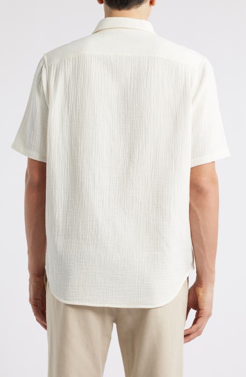 Treasure & Bond Duo Short Sleveve Gauze Button-up Shirt In Ivory Egret