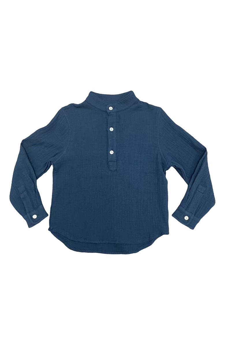 Manière Kids' Gauze Popover Shirt, Main, color, Blue Stone