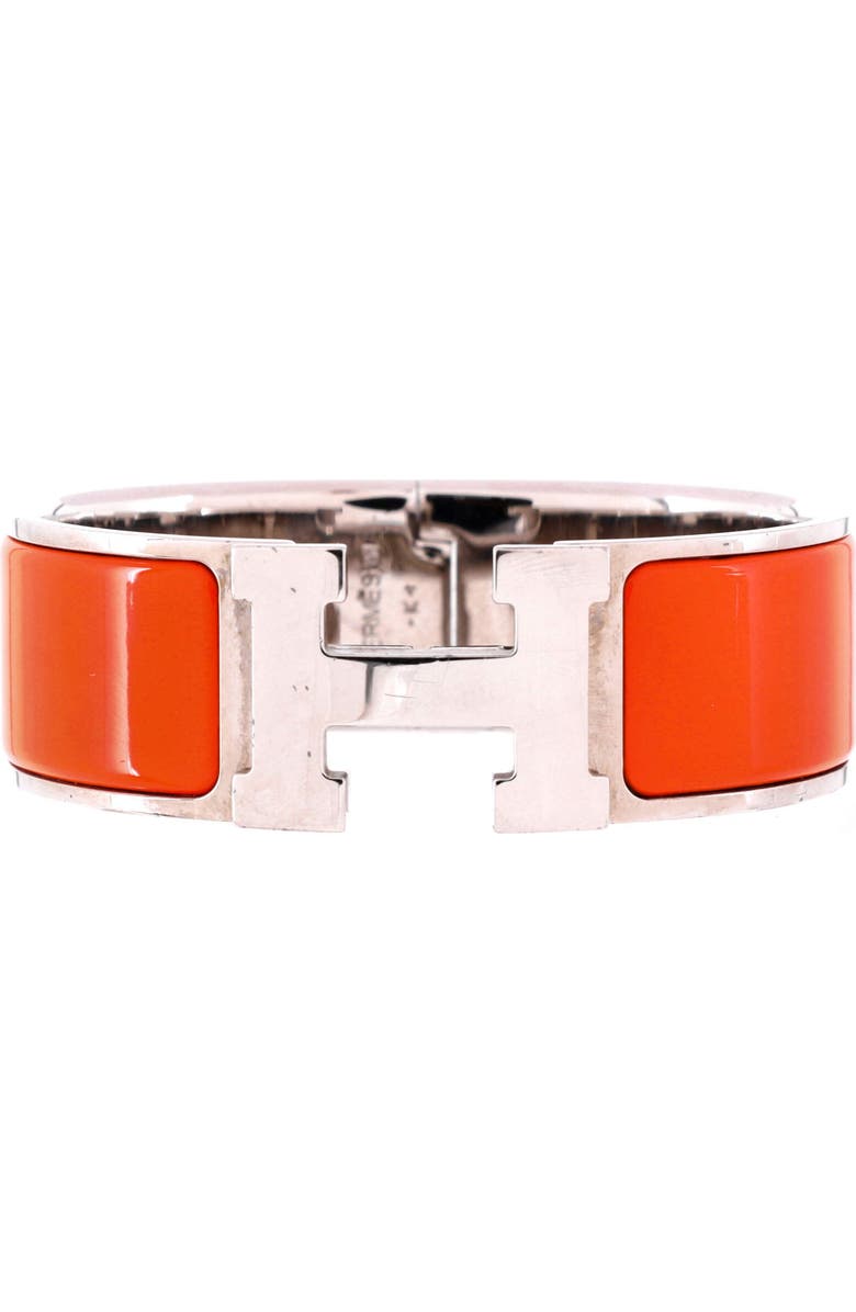 Pre-Owned Hermes Clic H Bracelet Enamel Wide, Main, color, Metallic