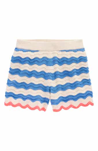 Mini Boden Kids' Stripe Pointelle Stitch Cotton Sweater Shorts