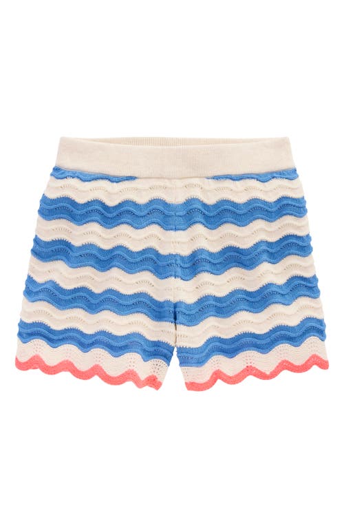 Mini Boden Kids' Stripe Pointelle Stitch Cotton Sweater Shorts