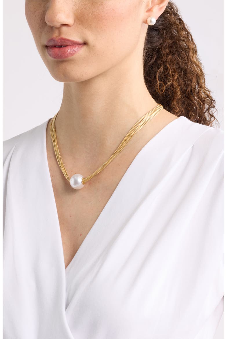 Imitation Pearl Multi-Strand Necklace, Alternate, color, WHITE- GOLD
