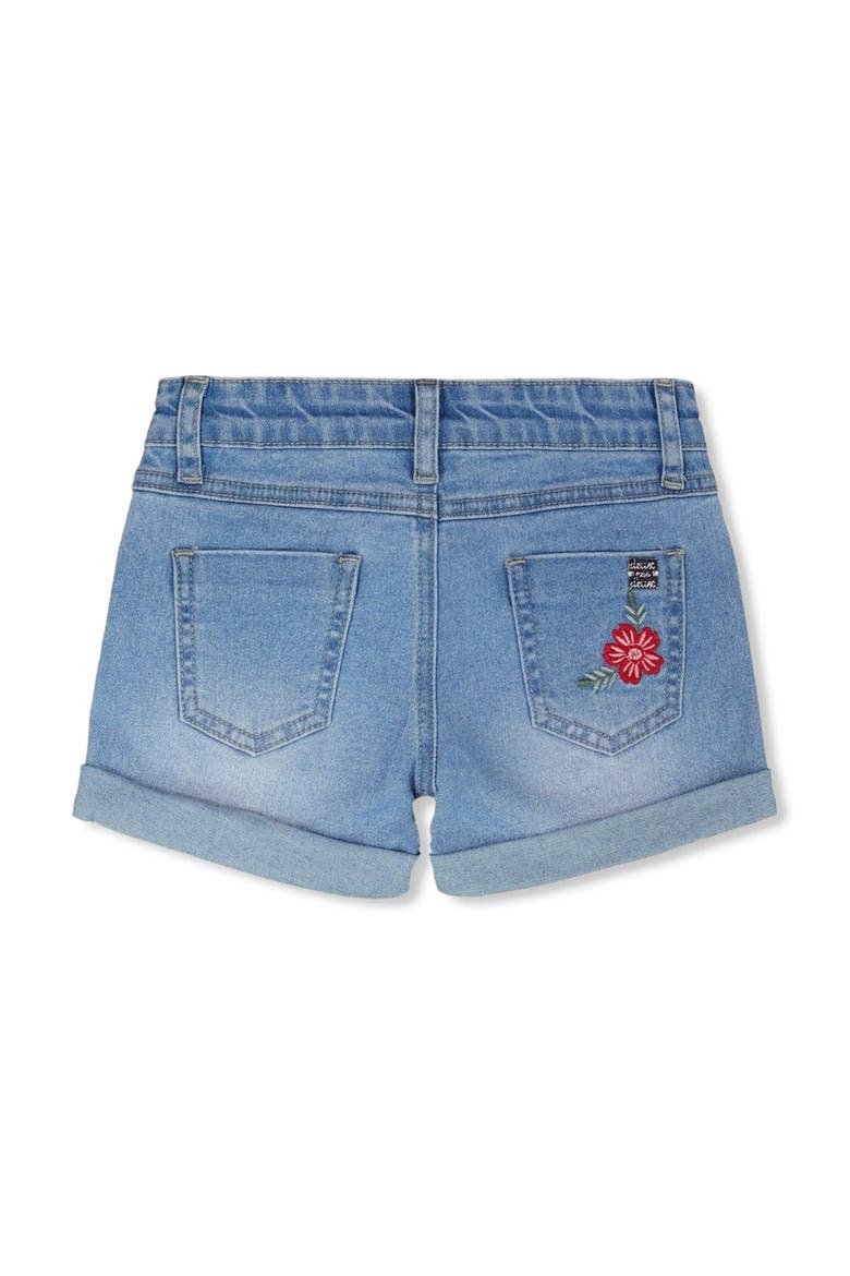 Embroidery Floral Denim Shorts, Alternate, color, Light Blue Denim