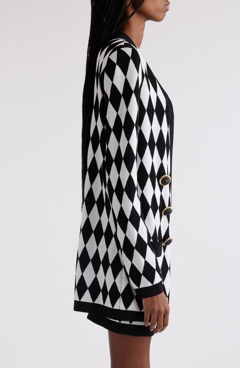Balmain Diamond Jacquard Six-Button Knit Jacket, Alternate, color, 