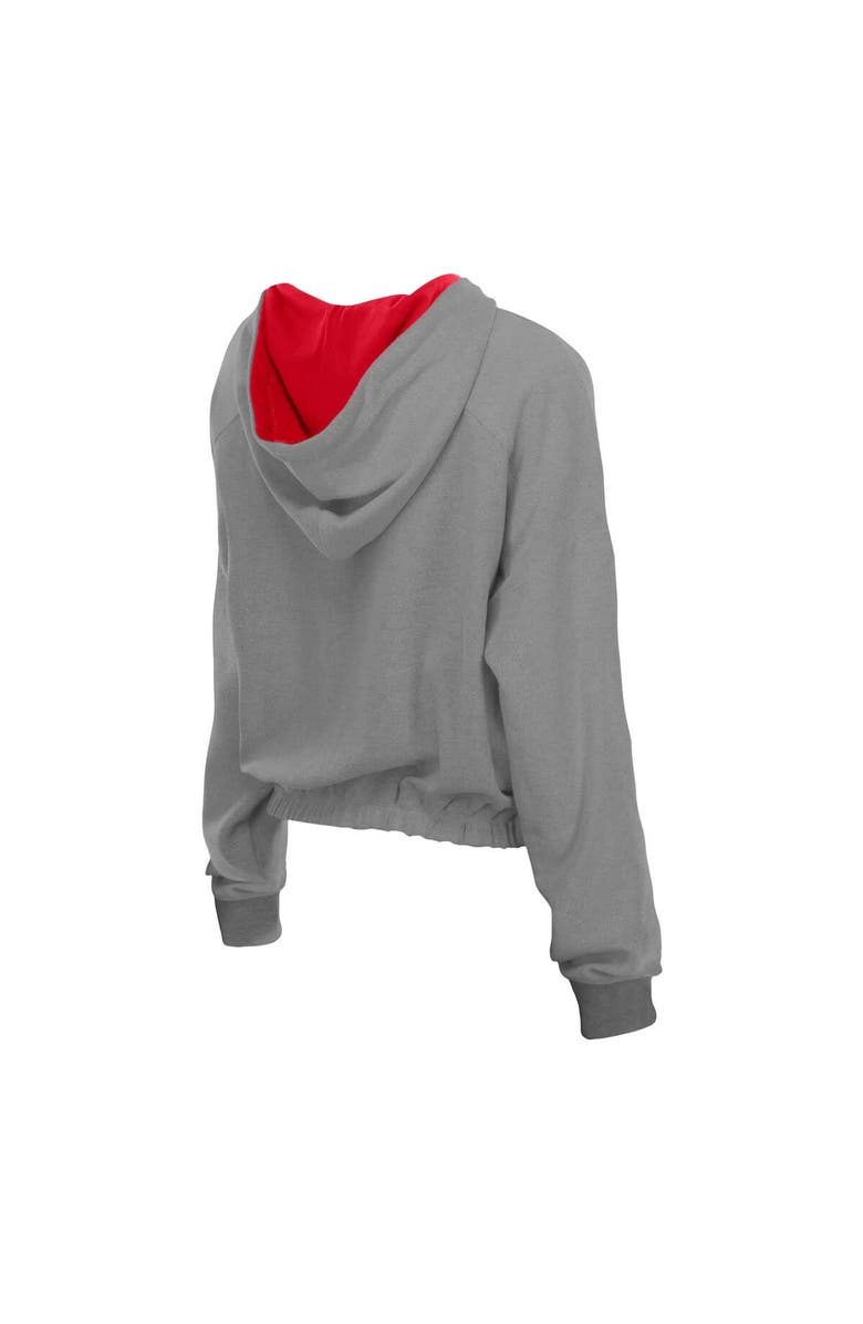 New Era Women's New Era  Heather Gray St. Louis Cardinals Reversed Out French Terry Quarter-Zip Banded Crop Hoodie, Alternate, color, Heather Gray