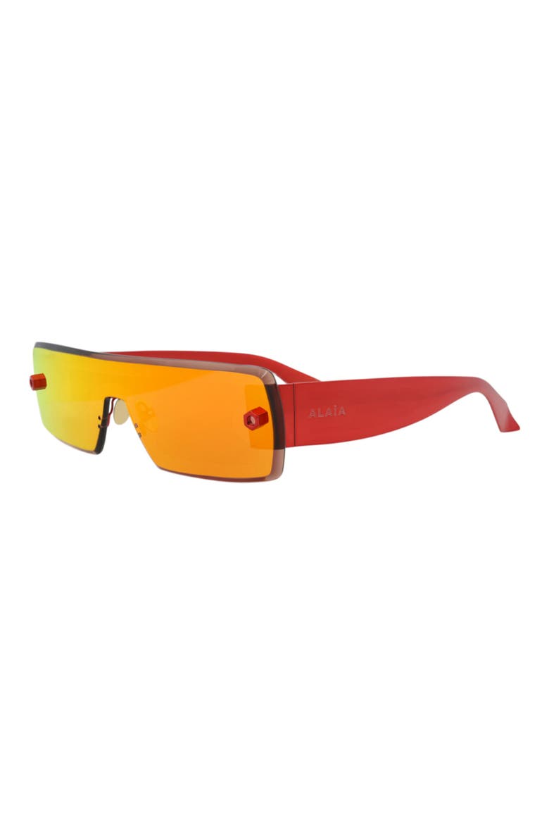 Novelty 99mm Polarized Shield Sunglasses, Alternate, color, RED RED RED