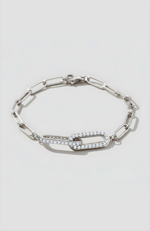 Pave Paperclip Chain Bracelet