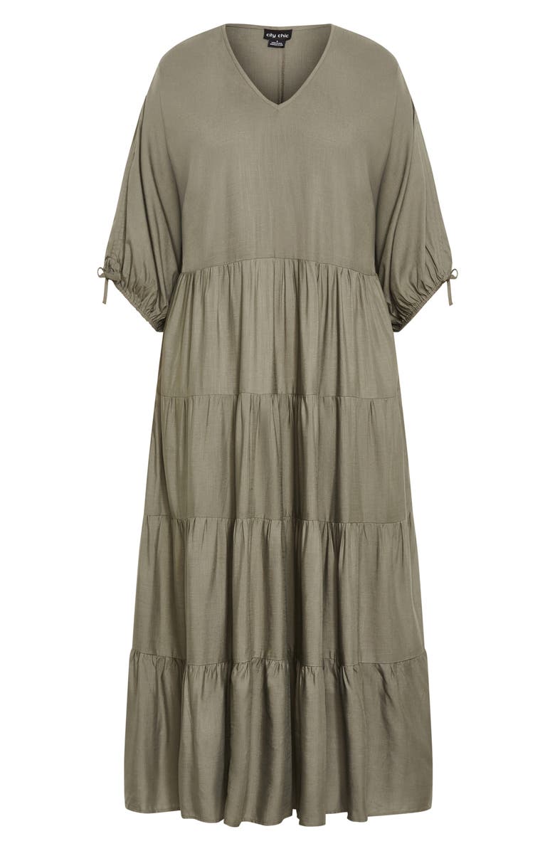 City Chic Tiered Midi Shirtdress, Alternate, color, 
