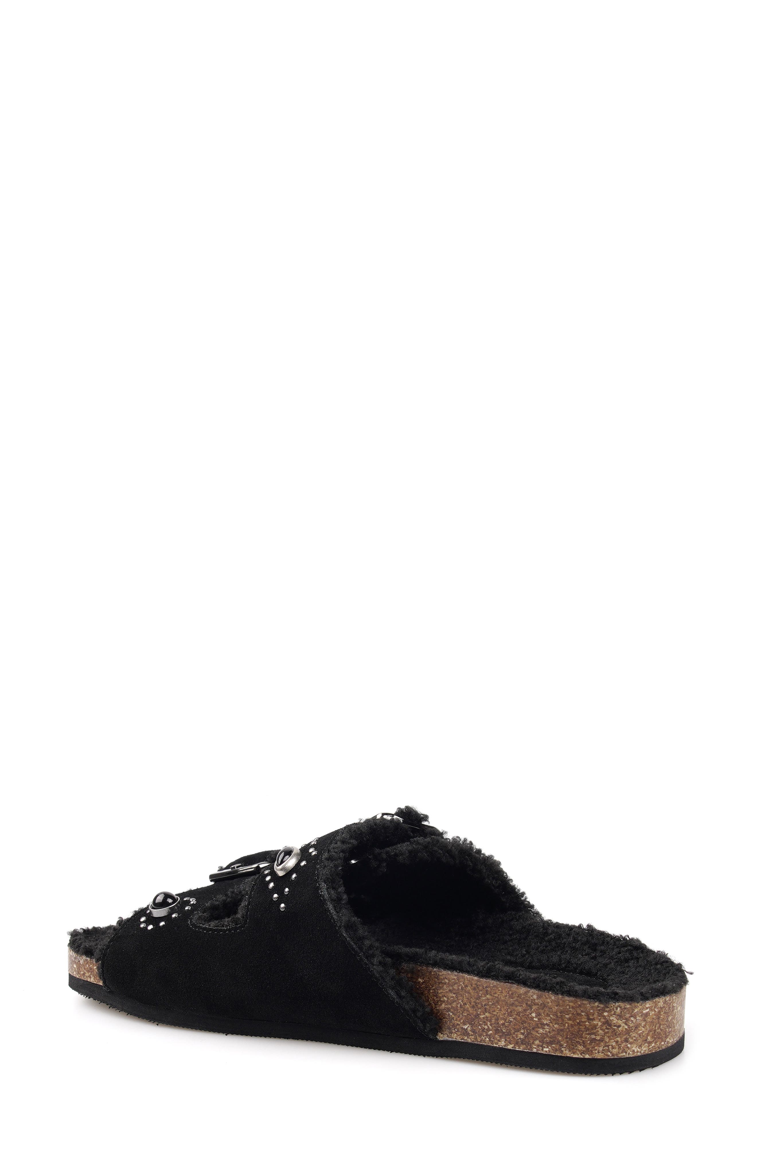 Tyree Leather Slide Sandal, Alternate, color, BLACK SUEDE
