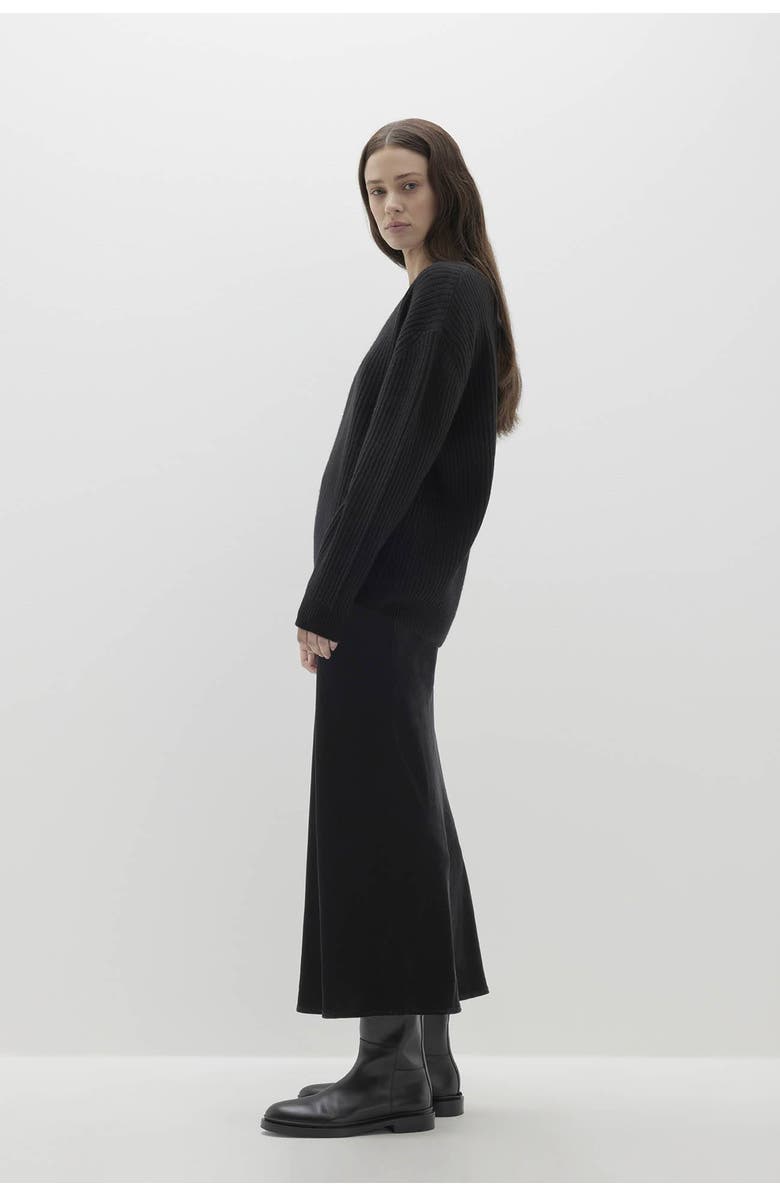 NAKED CASHMERE Campbell Ribbed Crewneck Cashmere Sweater, Alternate, color, Black