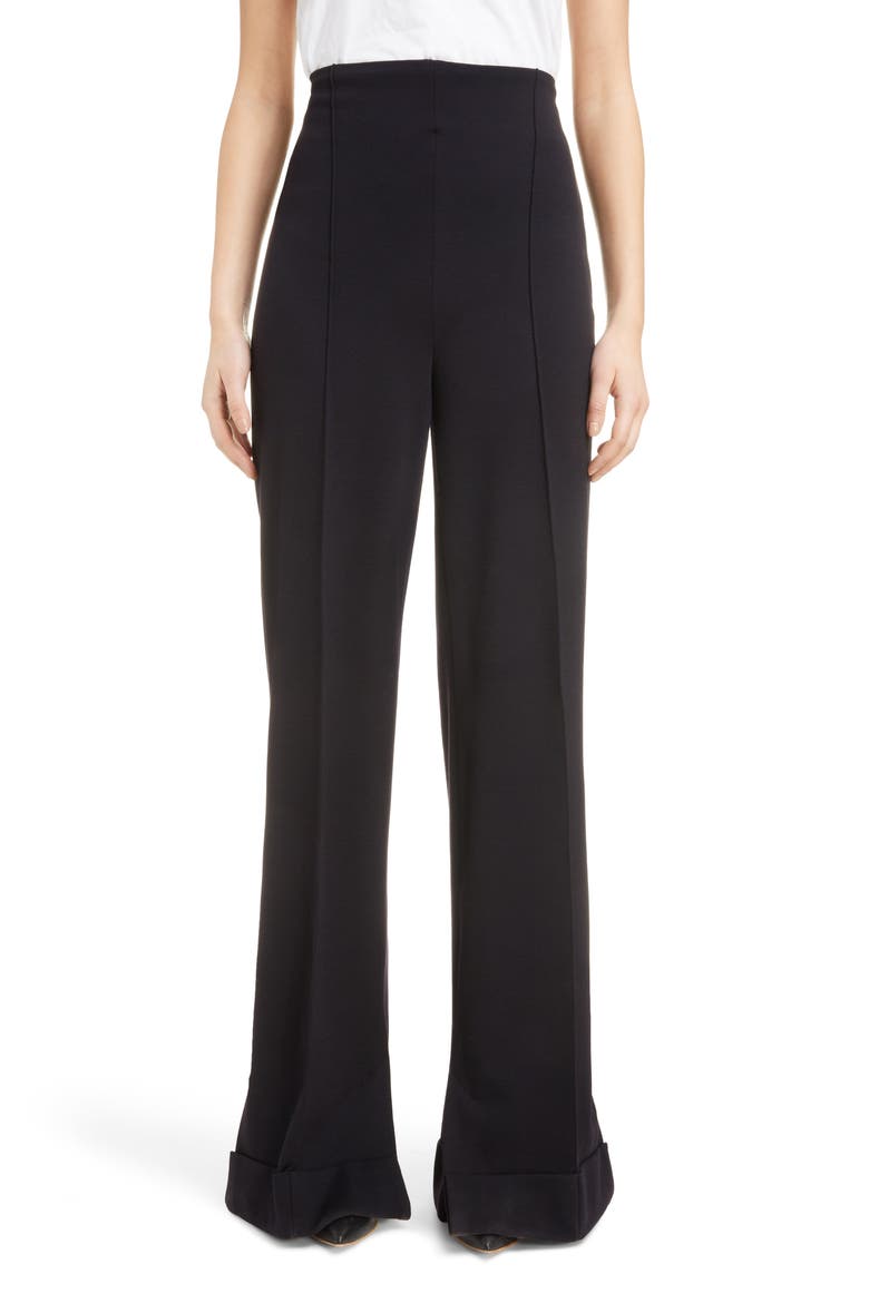 Wide Leg Wool Blend Pants, Main, color, NAVY