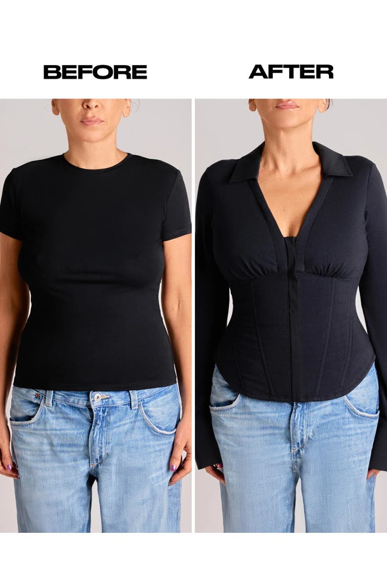 Shaping Long Sleeve Top, Alternate, color, Black