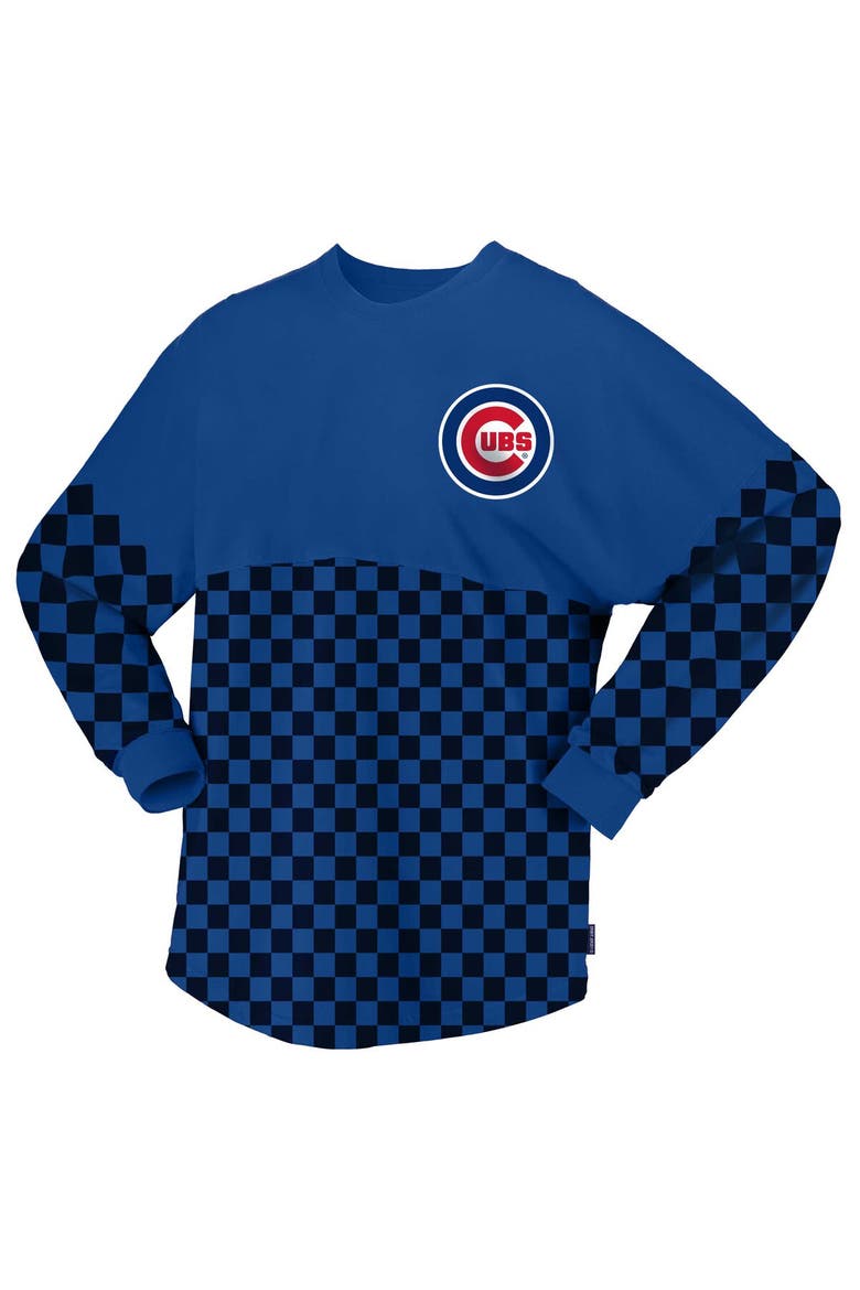 Women's Fanatics Branded Royal Chicago Cubs Checker Print Long Sleeve T-Shirt, Alternate, color, Royal