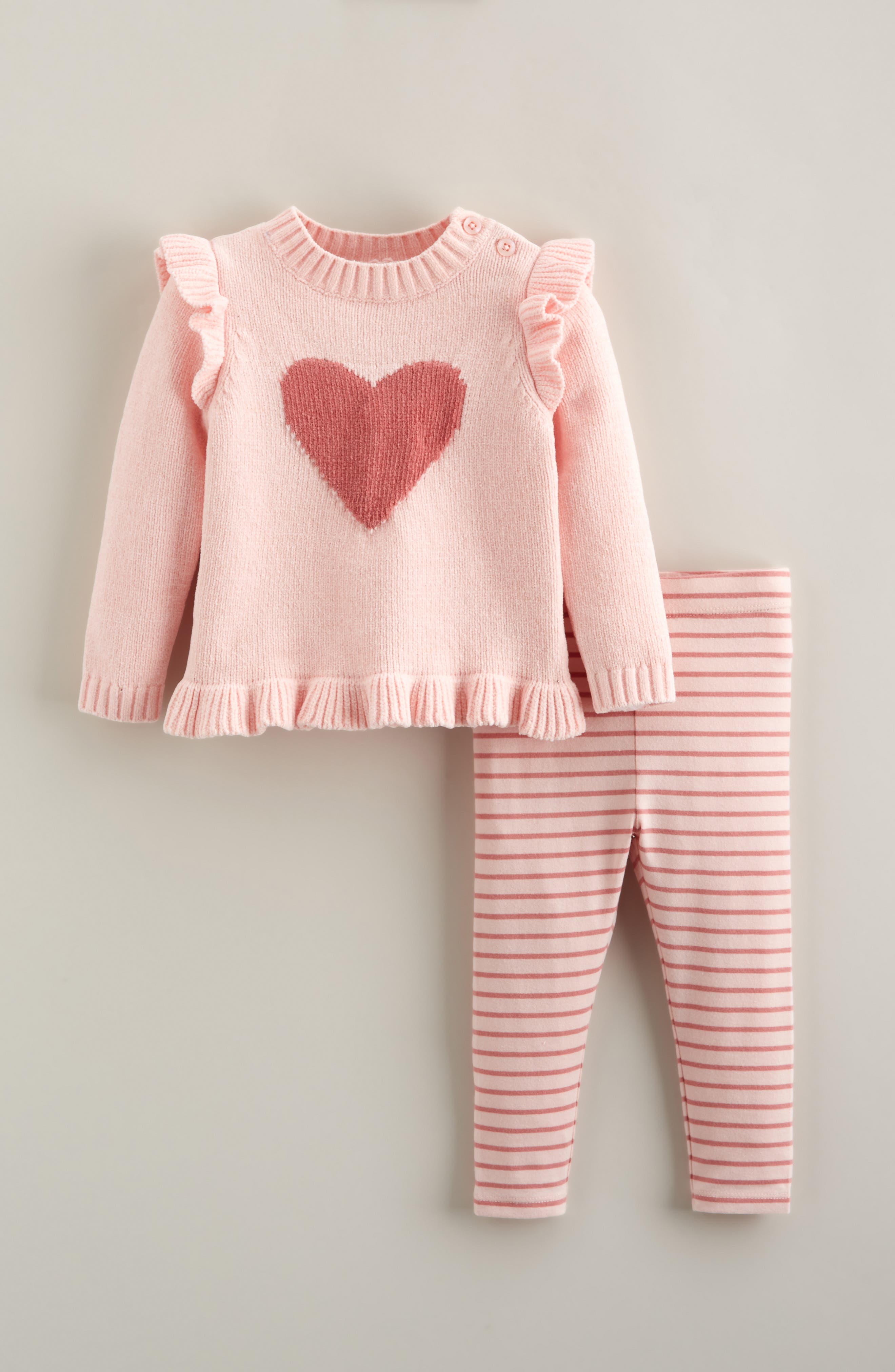 Nordstrom Babies'  Icon Ruffle Sweater & Leggings Set In Pink