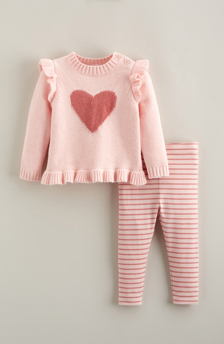 Nordstrom Icon Ruffle Sweater & Leggings Set, Main, color, Pink Lotus Heart-Pink Compact