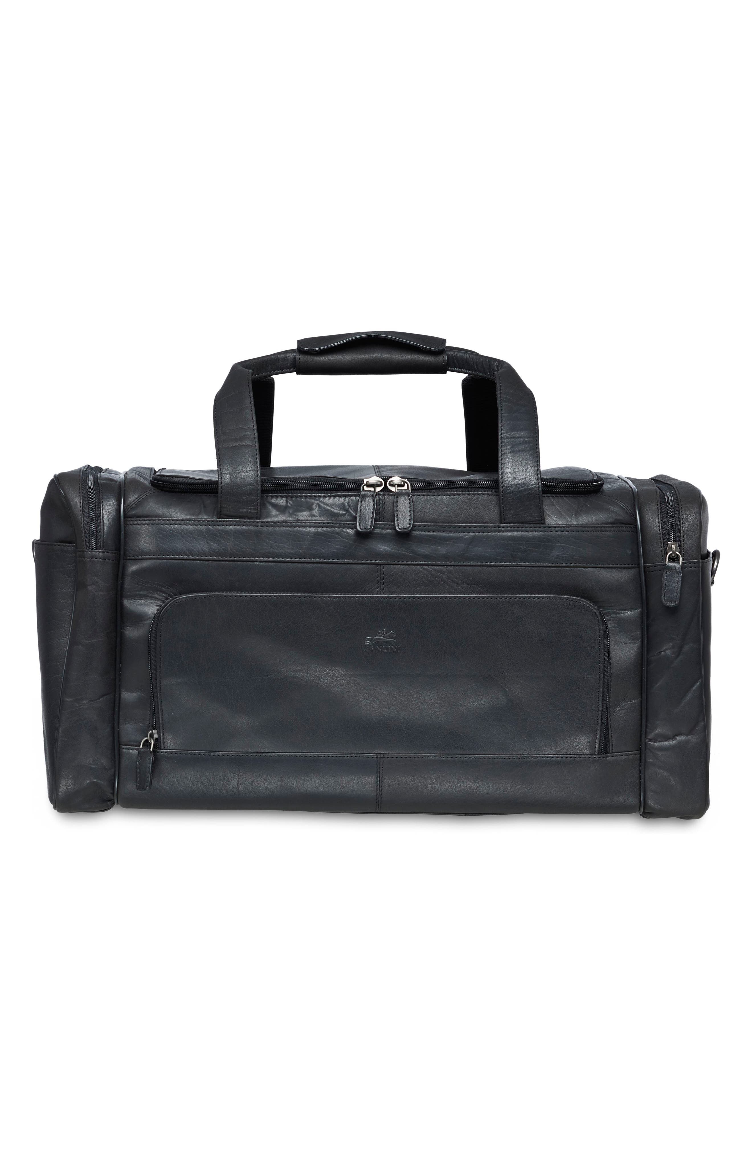 Mancini Carry-On Leather Duffle Bag, Alternate, color, Black