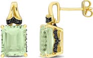 DELMAR Emerald-Cut Green Quartz Stud Earrings