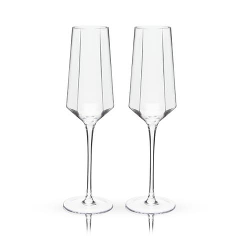 Seneca Crystal Stemmed Champagne Flutes Set of 2