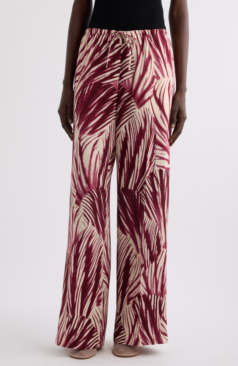 Dries Van Noten Puvis Print Drawstring Pants, Main, color, Burgundy