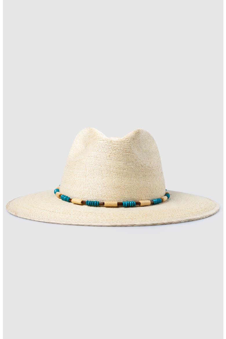 Roxy  Handwoven Straw Sun Hat - Bohemian Summer Fedora, Alternate, color, Natural / Turquoise