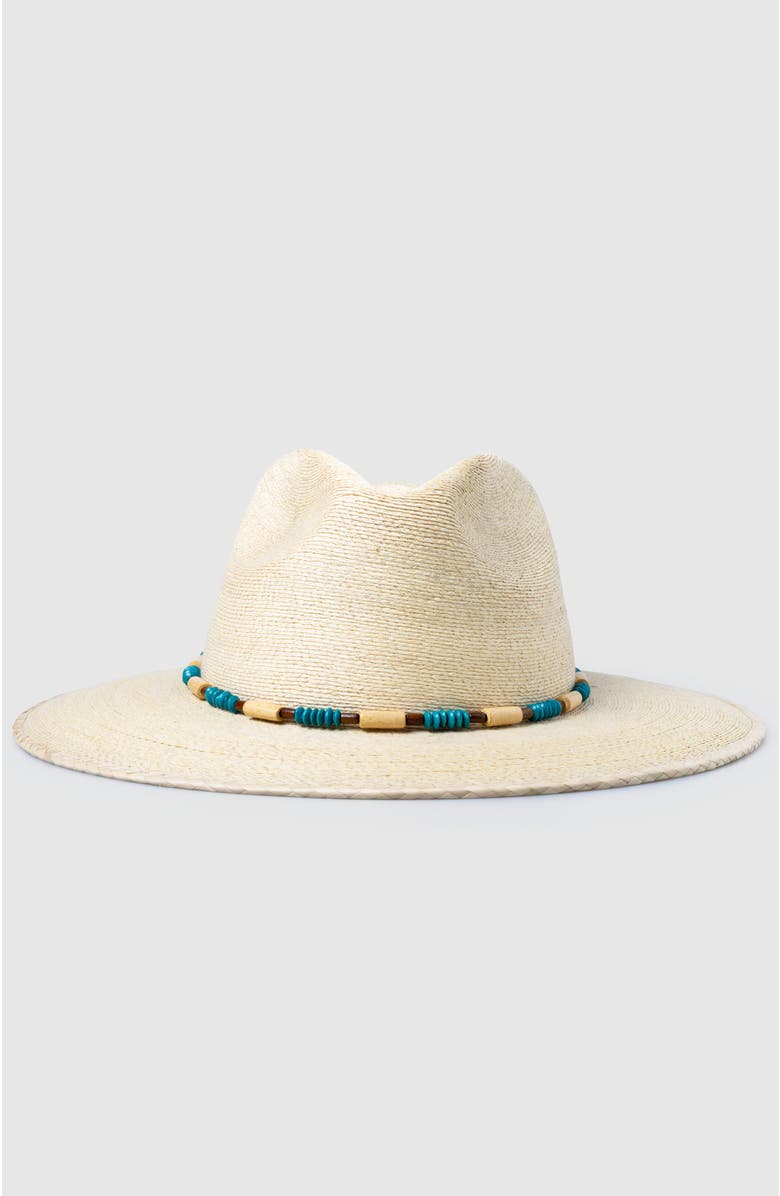 Manela Roxy  Handwoven Straw Sun Hat - Bohemian Summer Fedora, Alternate, color, Natural / Turquoise