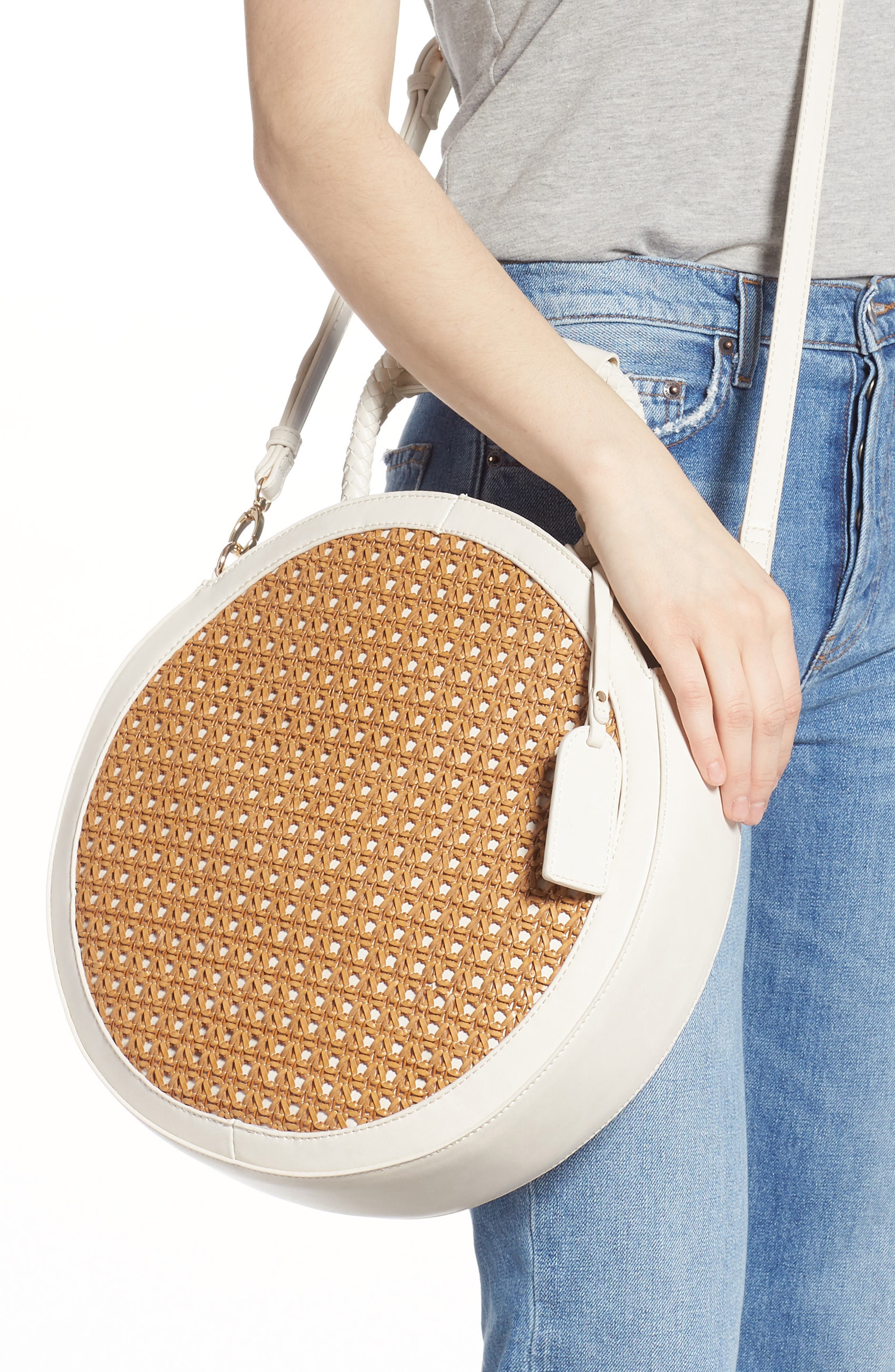 Sole Society Nikole Faux Leather Circle Tote, Alternate, color, 