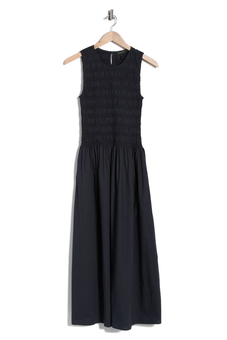 Lane Sleeveless Smocked Cotton Maxi Dress, Alternate, color, NAVY