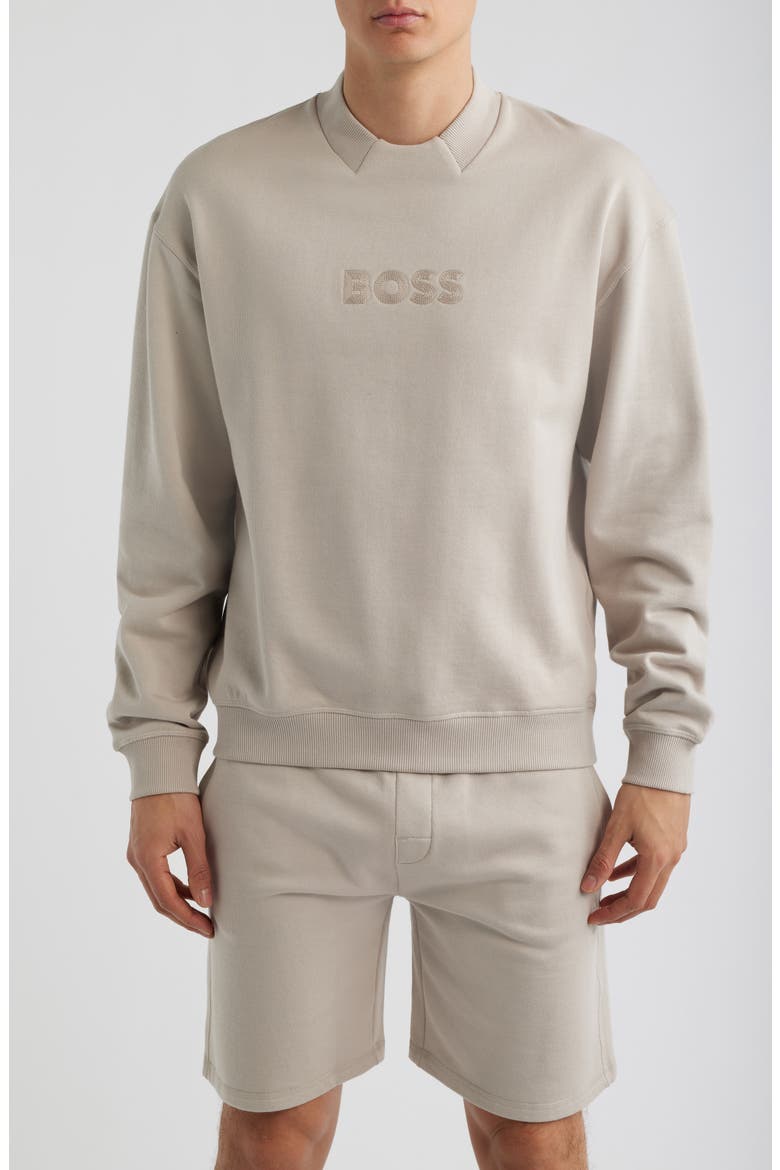 Cotton French Terry Crewneck Sweatshirt, Main, color, OPEN GREY