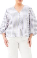 Karen Kane Stripe Linen Blend Shirt