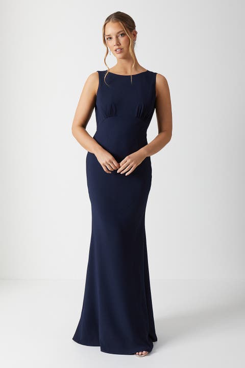Cowl Back Maxi Bridesmaid Dress