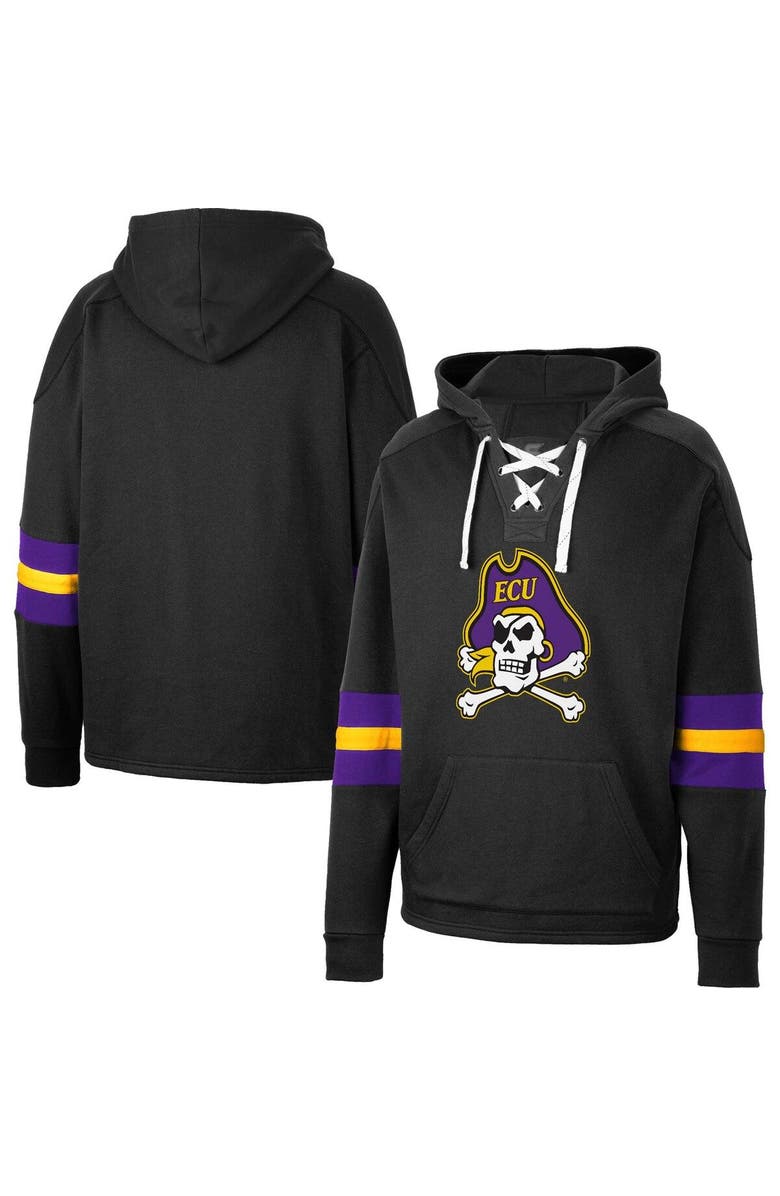 COLOSSEUM Men's Colosseum Black ECU Pirates Lace-Up 4.0 Pullover Hoodie, Main, color,