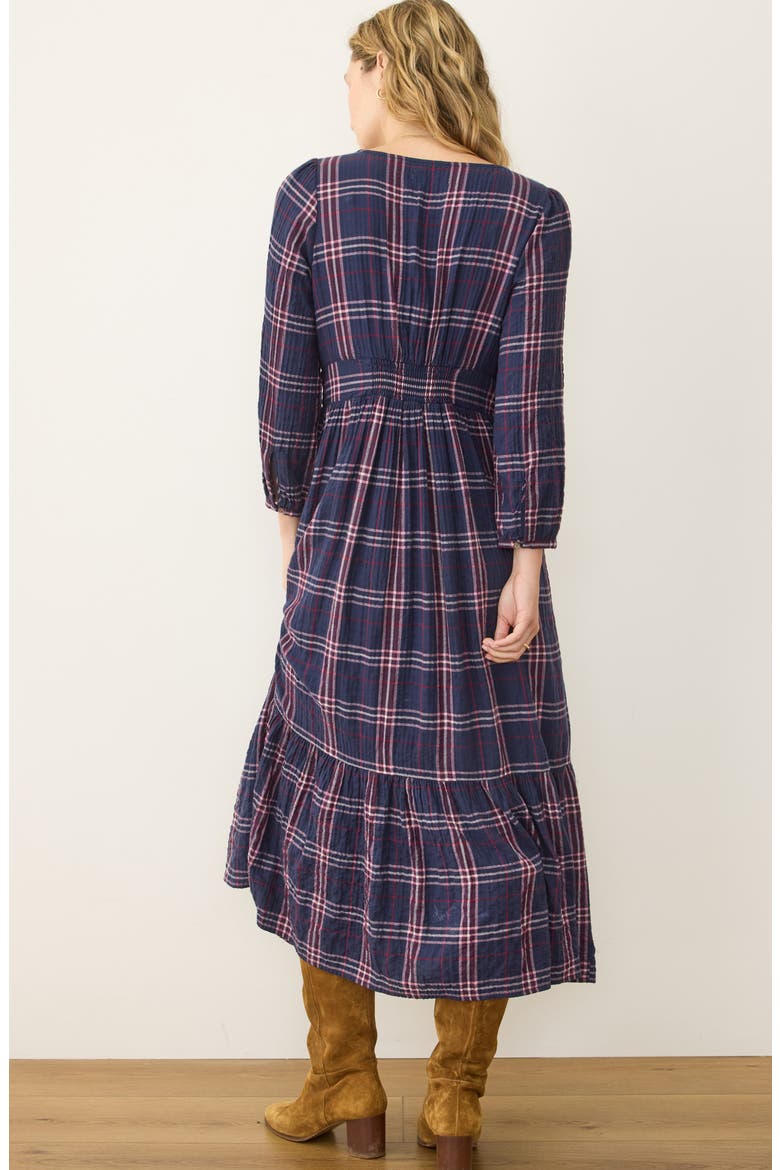 Maeve Plaid Long Sleeve Tiered Midi Dress, Alternate, color, TWILIGHT PLAID
