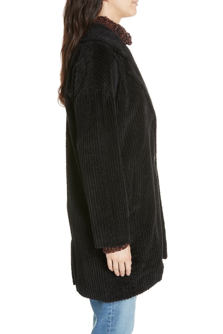 Organic Cotton Corduroy Coat, Alternate, color, BLACK
